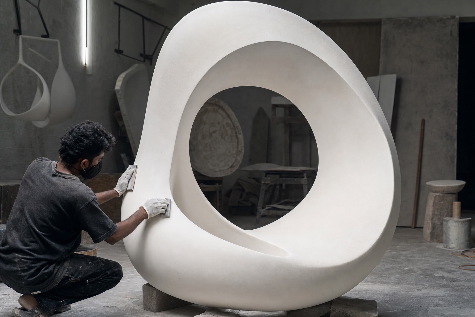 Fibreglass public art installation in progress