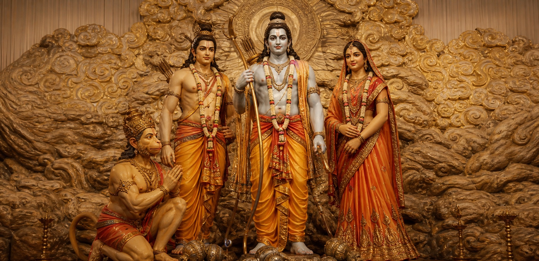 Large 3D Ramayana devotional sculpture installation
